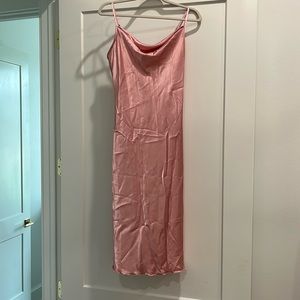 Bebe pink slip midi dress